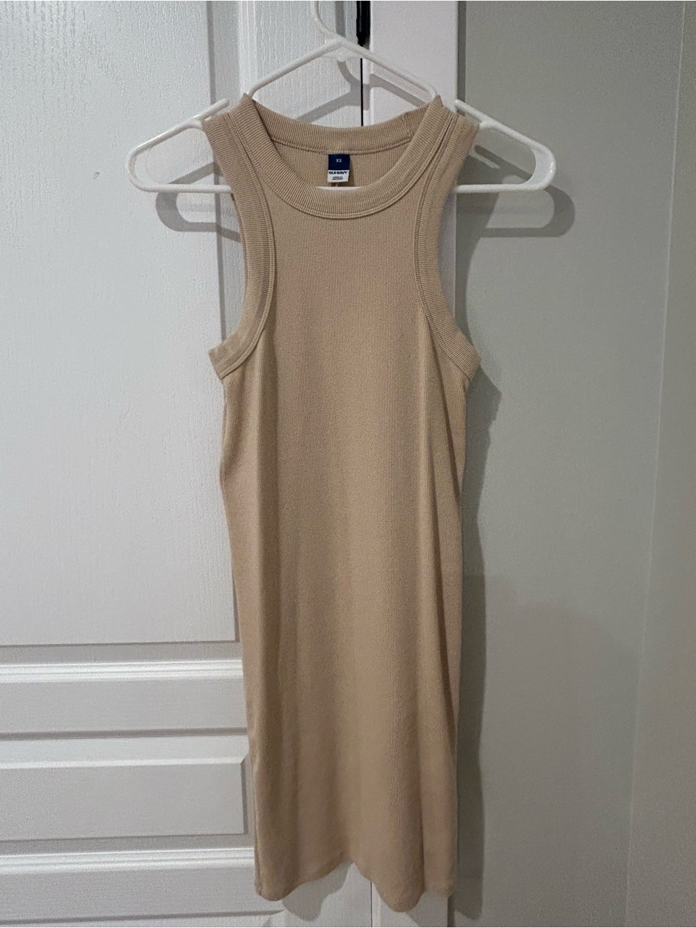Old Navy Beige Sleeveless Ribbed Tank Mini Dress